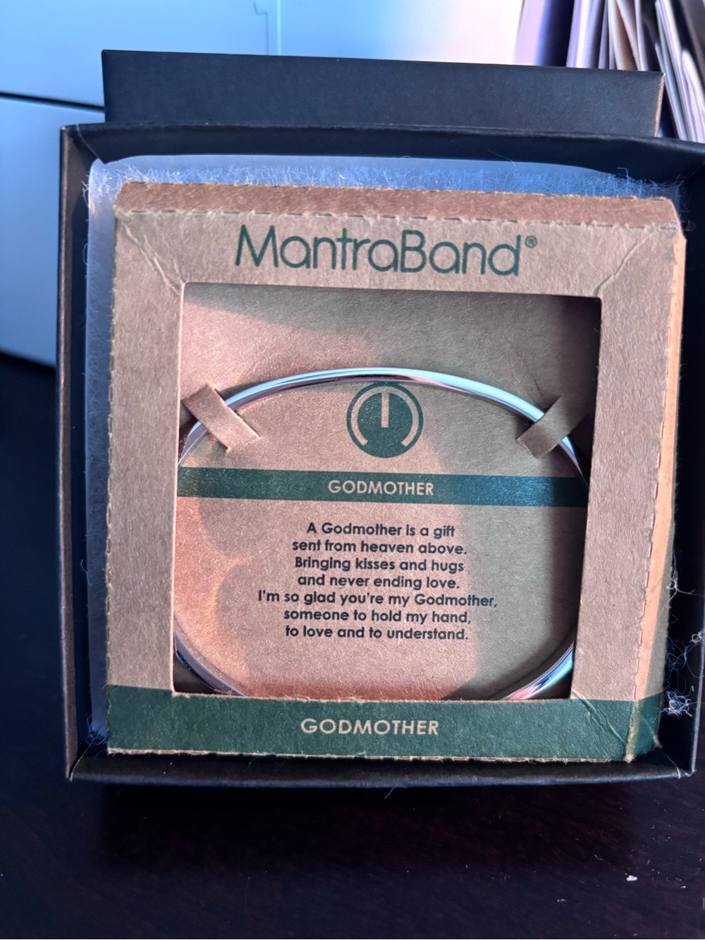 MantraBand Silver Godmother Bangle Bracelet